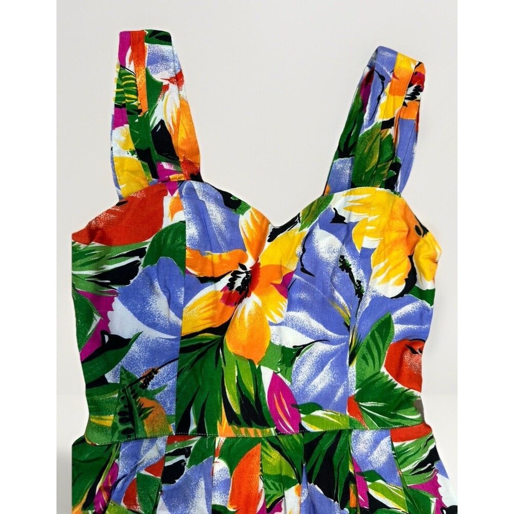 VTG Jeanette Vintet Paris Floral Dress Made in France 80s Tropical Maxi Size M - Picture 3 of 7